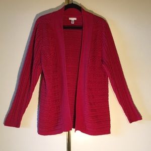 Croft & Barrow Red Cable Knit Open  Cardigan Plus Size 1x